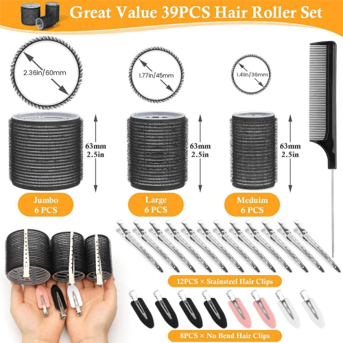 CNNOTEPAD 43PCS Hair Curlers Rollers with Clips Roller 3 Sizes 2