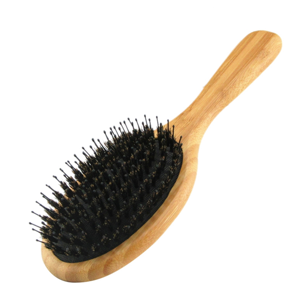 Tlily Cnnotepad Boar Bristle Hair Brush Wooden Anti-Static Scalp Massage Comb