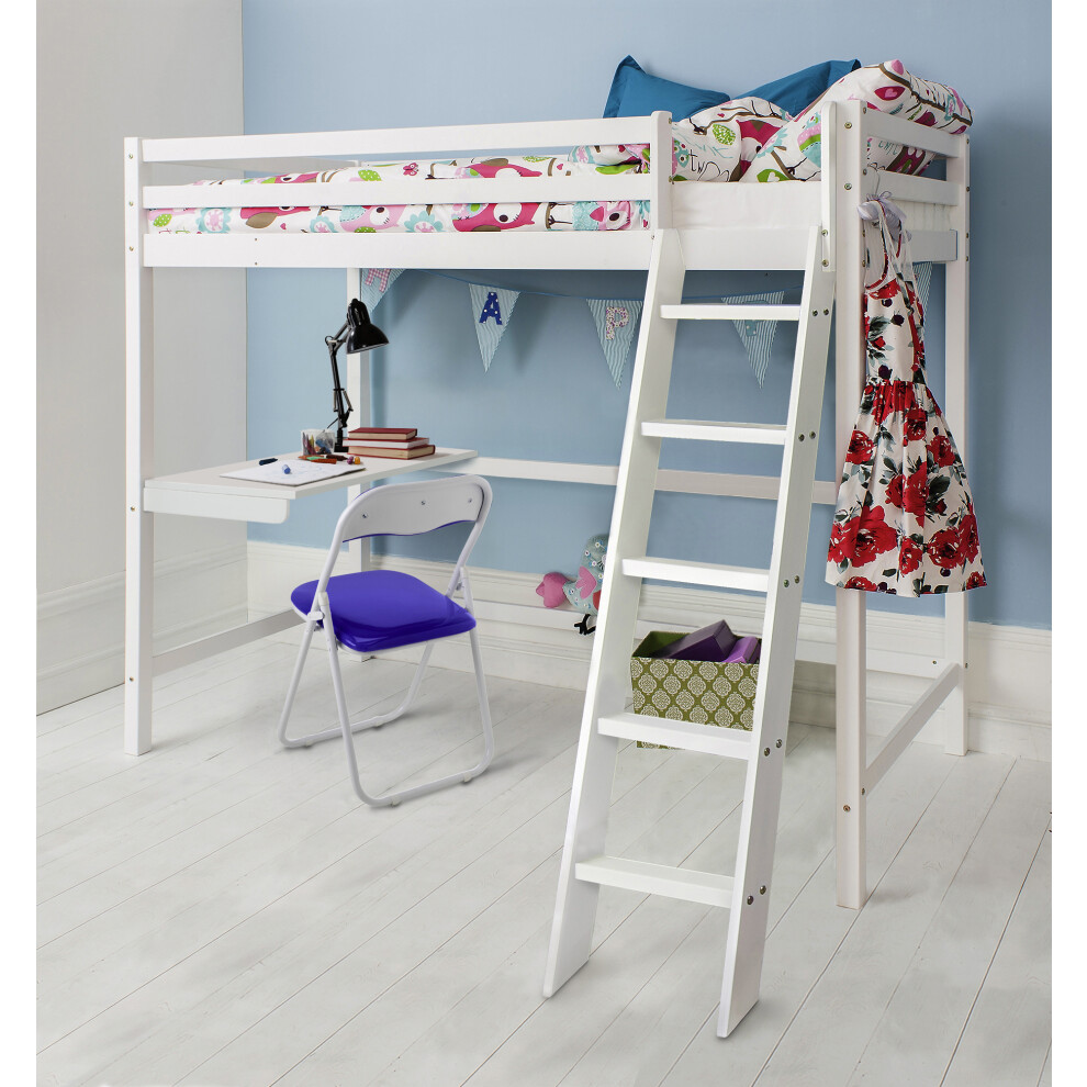 Texas High Sleeper Cabin Bed with Skole Desk in Classic White