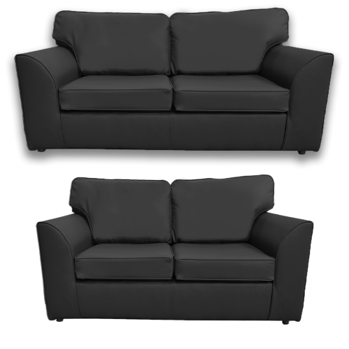 (Black, 3 + 2 Seater Sofa Suite) Dalmore Faux Leather Corner Sofa Range