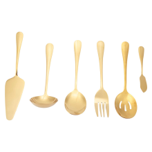 CNNOTEPAD 6-Piece Serving Flatware Silverware Set,Serving Utensil Set,Gold