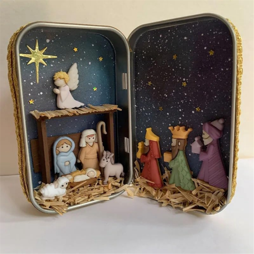 CNNOTEPAD Christmas Nativity Handmade Cabin Box Theater Desktop Ornaments 1