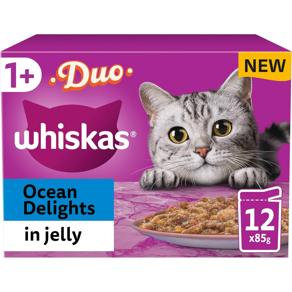 Whiskas Tasty Duo 1+ Ocean Delight in Jelly 48 x 85 g Pouches, Adult