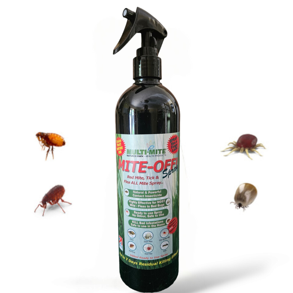 MULTI-MITE MITE OFF 500ML Flea Spray & ALL Mites Killer Home Safe