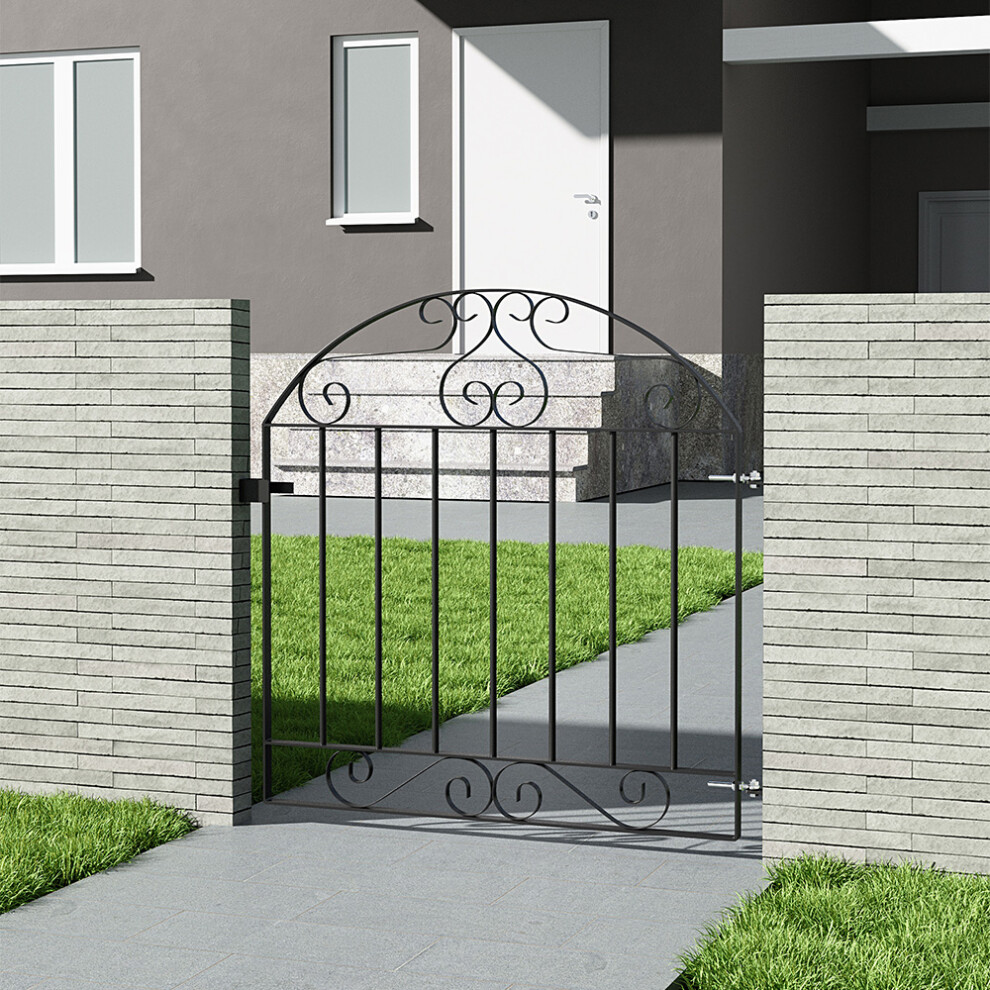 3Ft Black Modern Arched Top Metal Outdoor Garden Gate Fence Gate 850 X 900 Mm 747674409011