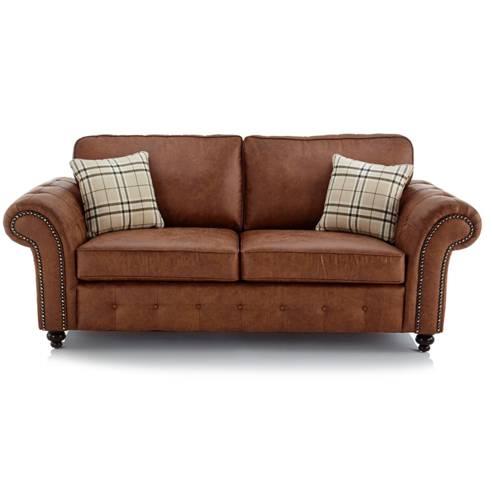 (Tan Brown, 3 Seater) Oakland Faux Leather Corner Sofa Range