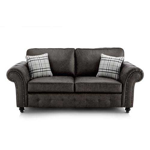 (Charcoal Grey, 3 Seater) Oakland Faux Leather Corner Sofa Range
