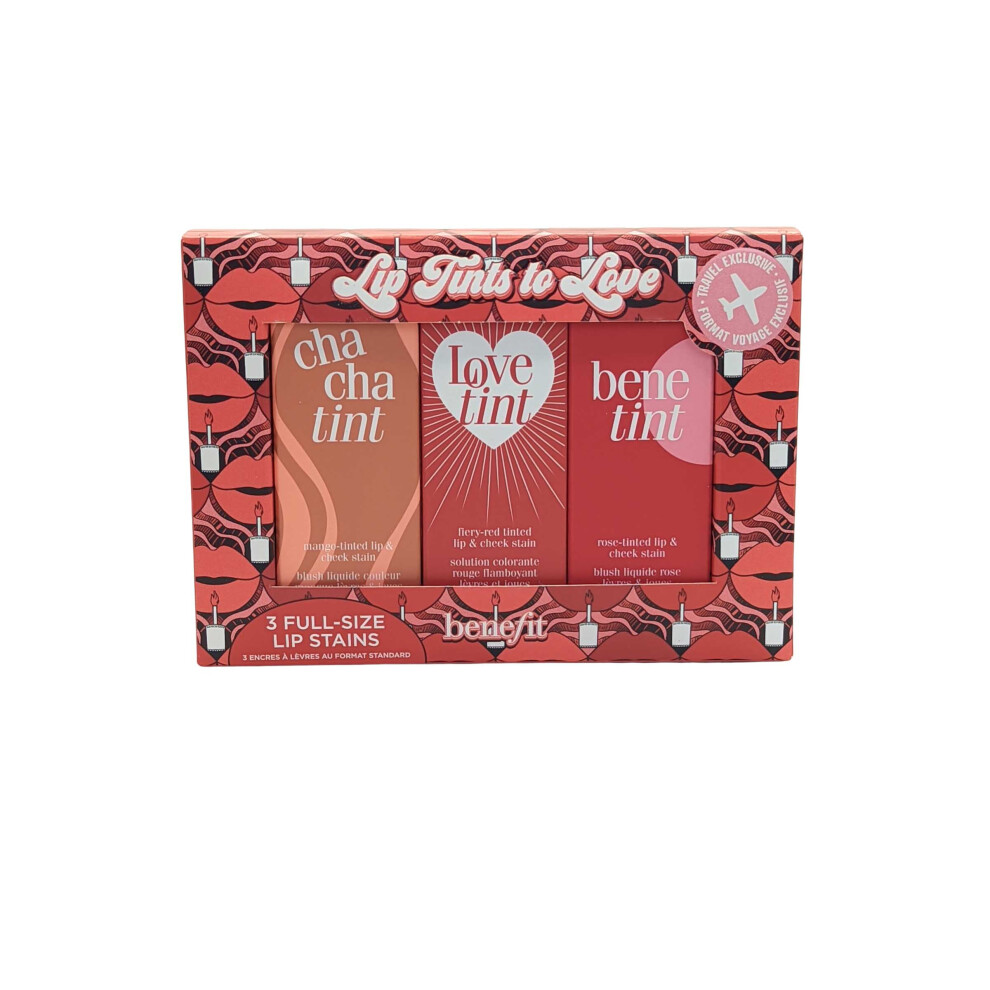 BeneFit Cosmetics Lip Stain Set 6ml x 3 Cha Cha Tint, Love Tint, Rose tint