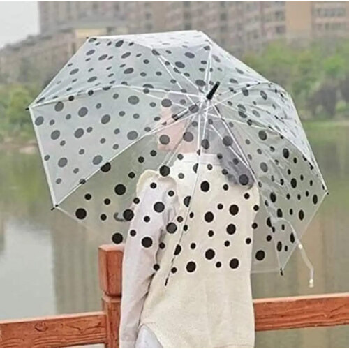 (black) polka dots Rain Strong Umbrella Walking colourful 2