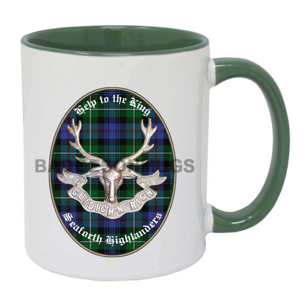 The Seaforth Highlanders two tone green personalised mug