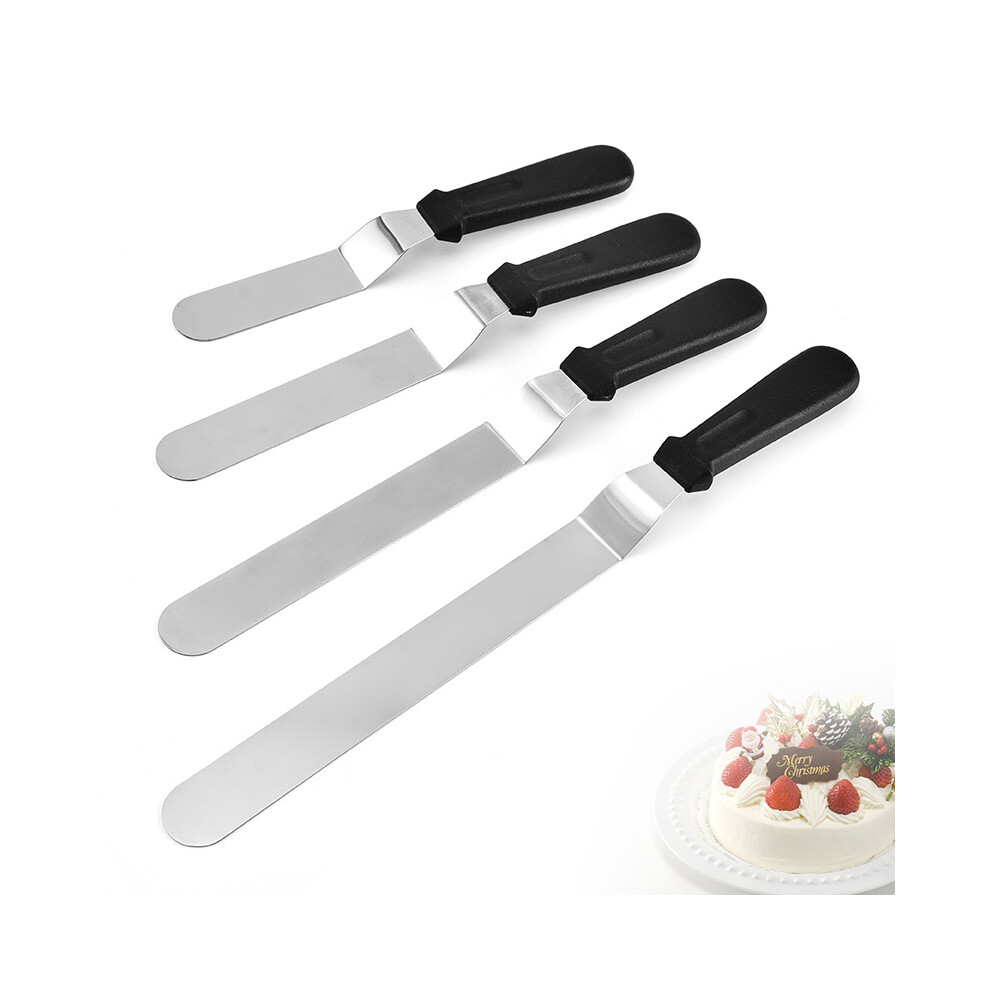 Set of 4 Cake Decorating Spatulas Stainless Steel with Silicone Dough Spatula Cake Knife
