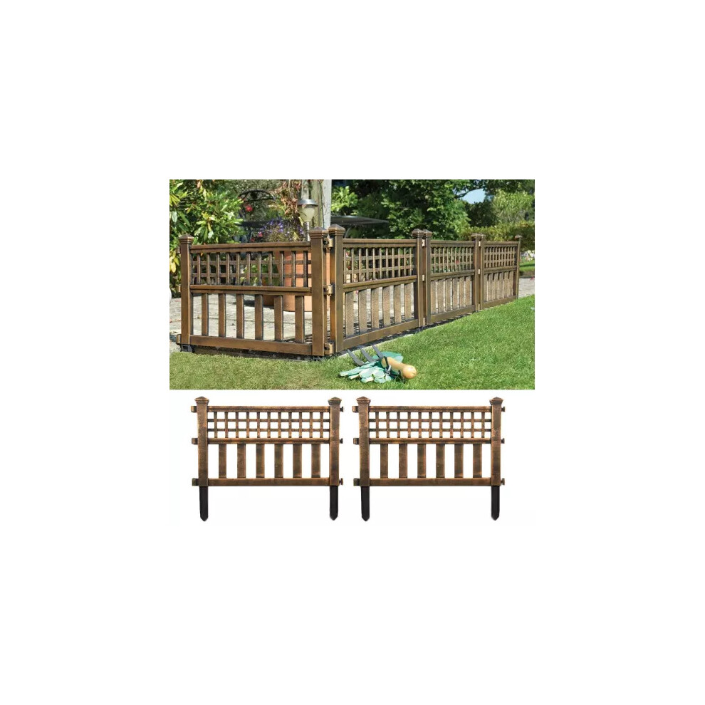 4 Plastic Outdoor Decor Garden Flower Edger Fence Border Panels,Bronze
