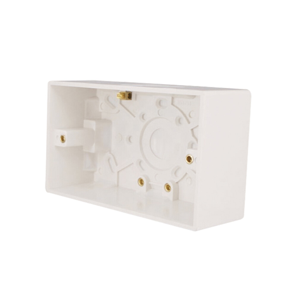 Slimline White 2G 47mm White Pattress Back Box - Round Corner