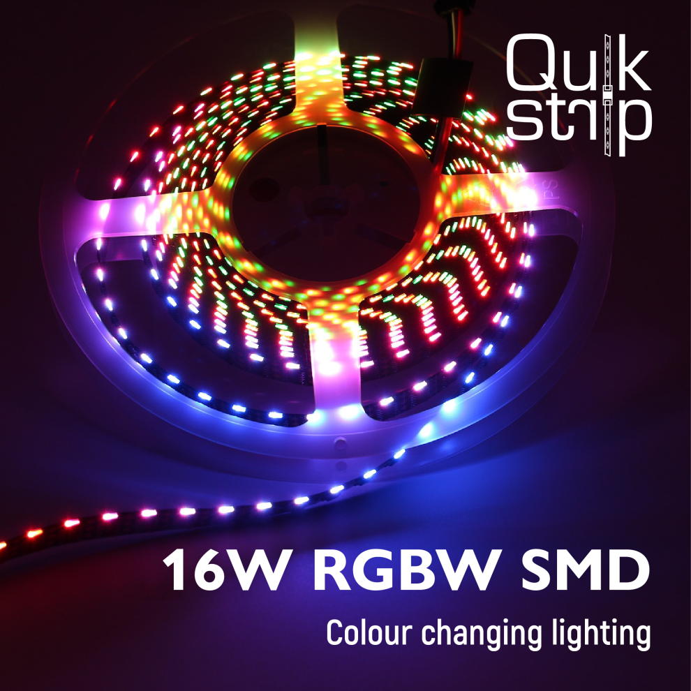 Quik Strip 16W/m SMD LED Strip, 24V IP20 RGBW (6500K), 60LEDS/m, 330Lm/m, 12mm PCB, 10m