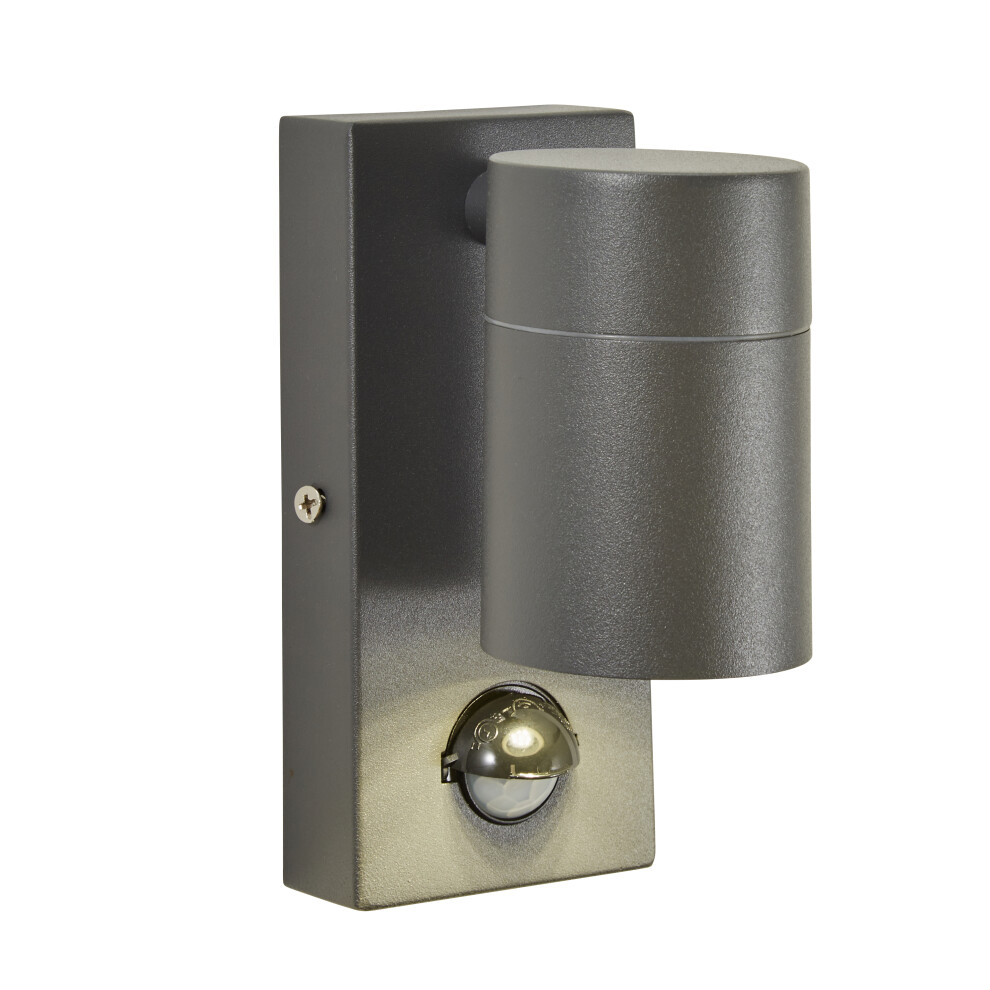 Zinc Leto 1lt Fixed GU10 Wall Light x PIR IP44 Anth Wall light Anthracite ZN-37938-ANTH