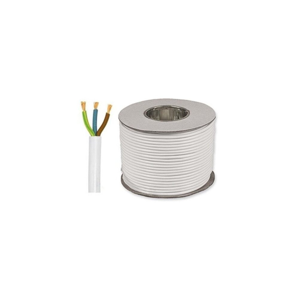 2183Y 0.50mm_ White 3 Core Round Flexible Cable, 3 Amps, 100m