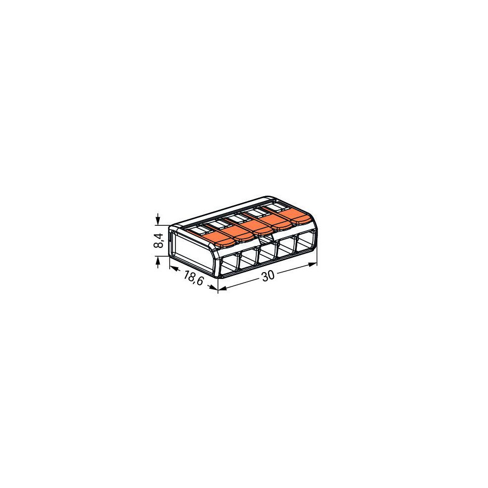 Wago 5 Way 221 Series Compact Lever Splicing Connectors (25 pieces) 221-415