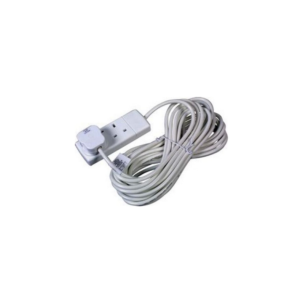 13A 2 Gang Extension Socket + 2M Lead, White 5027825702426