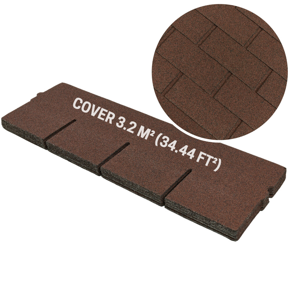 (Brown, Rectangular Tab) Premium Bitumen Roof Felt Shingles Heavy Duty Asphalt Roof Shingles