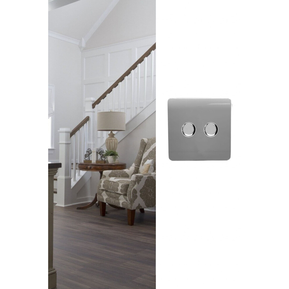 Trendi Artistic Modern Glossy Tactile 2 Gang 2 Way 150w LED Dimmer switch Gold - Image 7
