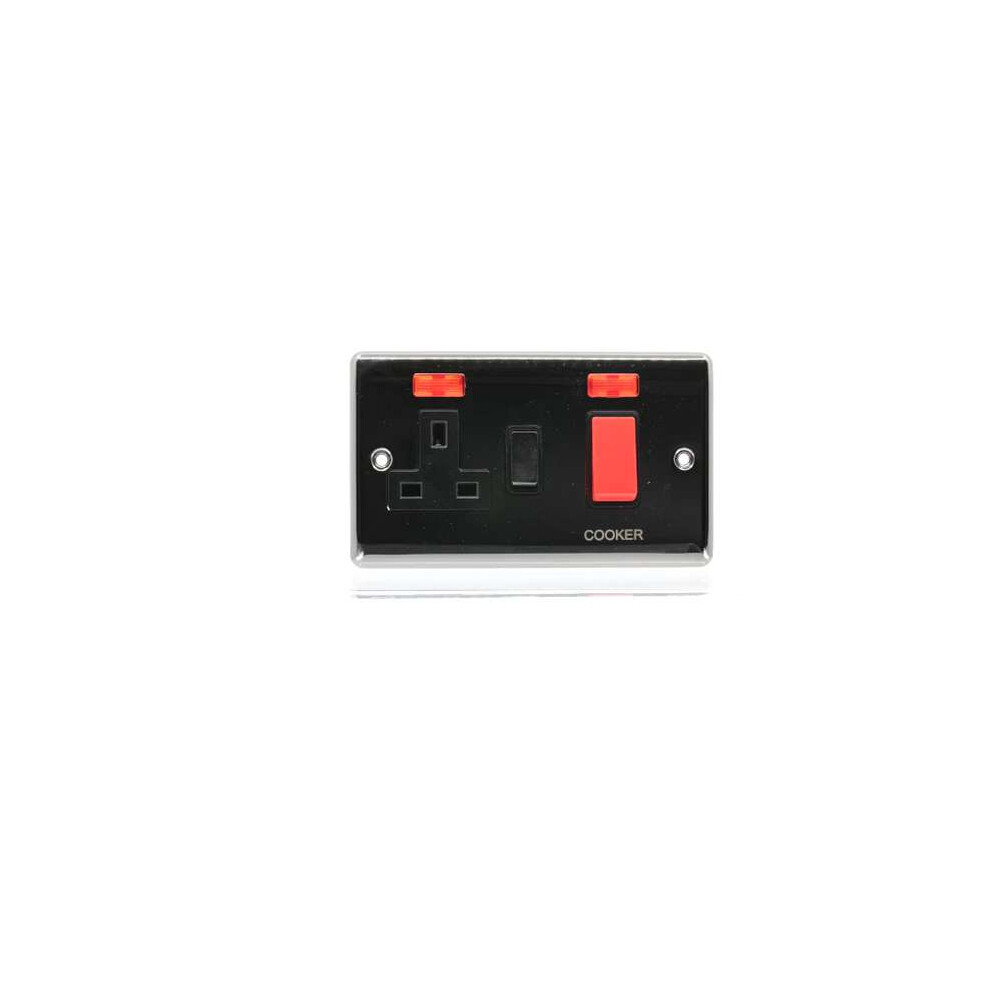 45A Cooker Control Unit c/w Neon Black Nickel, Black Insert
