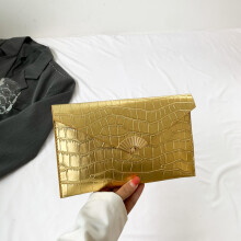 (Gold) Vintage Inspired Small Square Handheld Bag Chic And Functional Pu Leather Clutch For Everyday Style