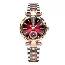 (Gold Red S) Womens Elegant Waterproof Stainless Steel Quartz Watch