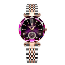 (Gold Purple S) Womens Elegant Waterproof Stainless Steel Quartz Watch