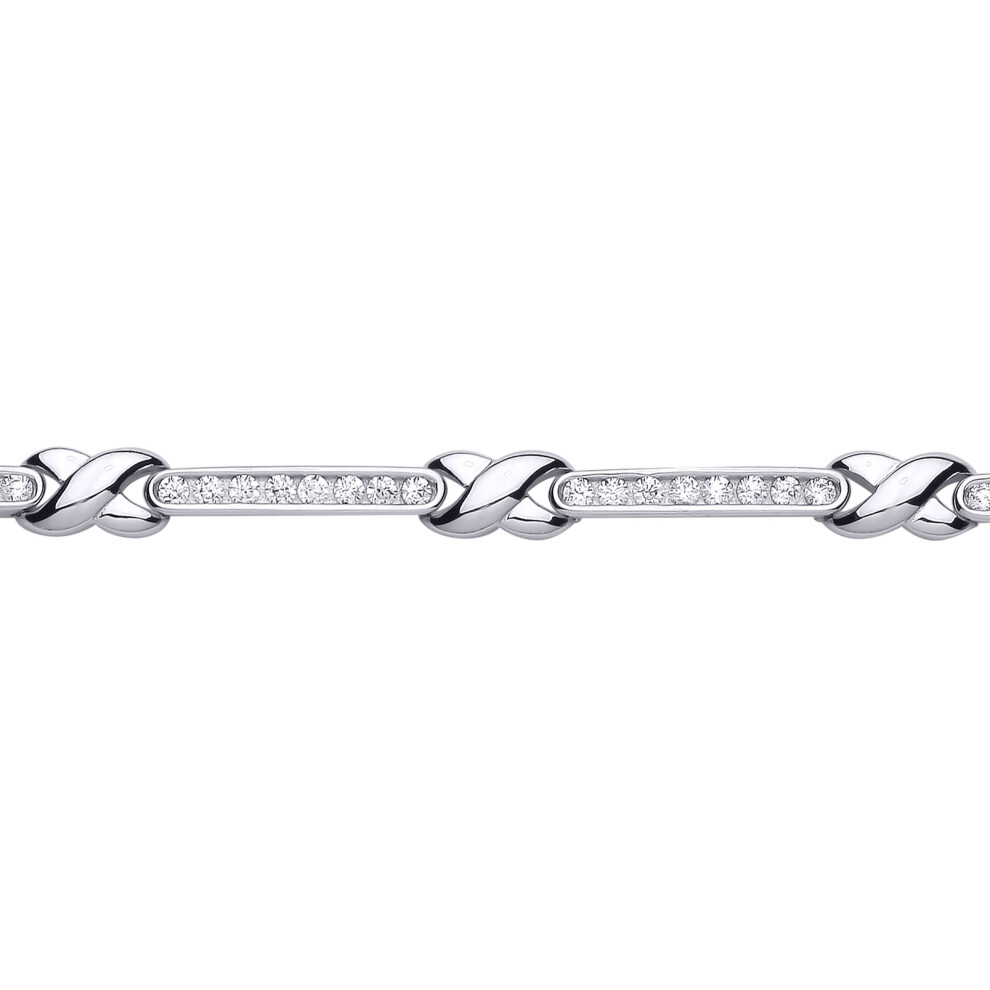 Jewelco London Ladies Sterling Silver Cubic Zirconia Infinity Kisses Tennis Bracelet 6mm 8 inch - GVB172
