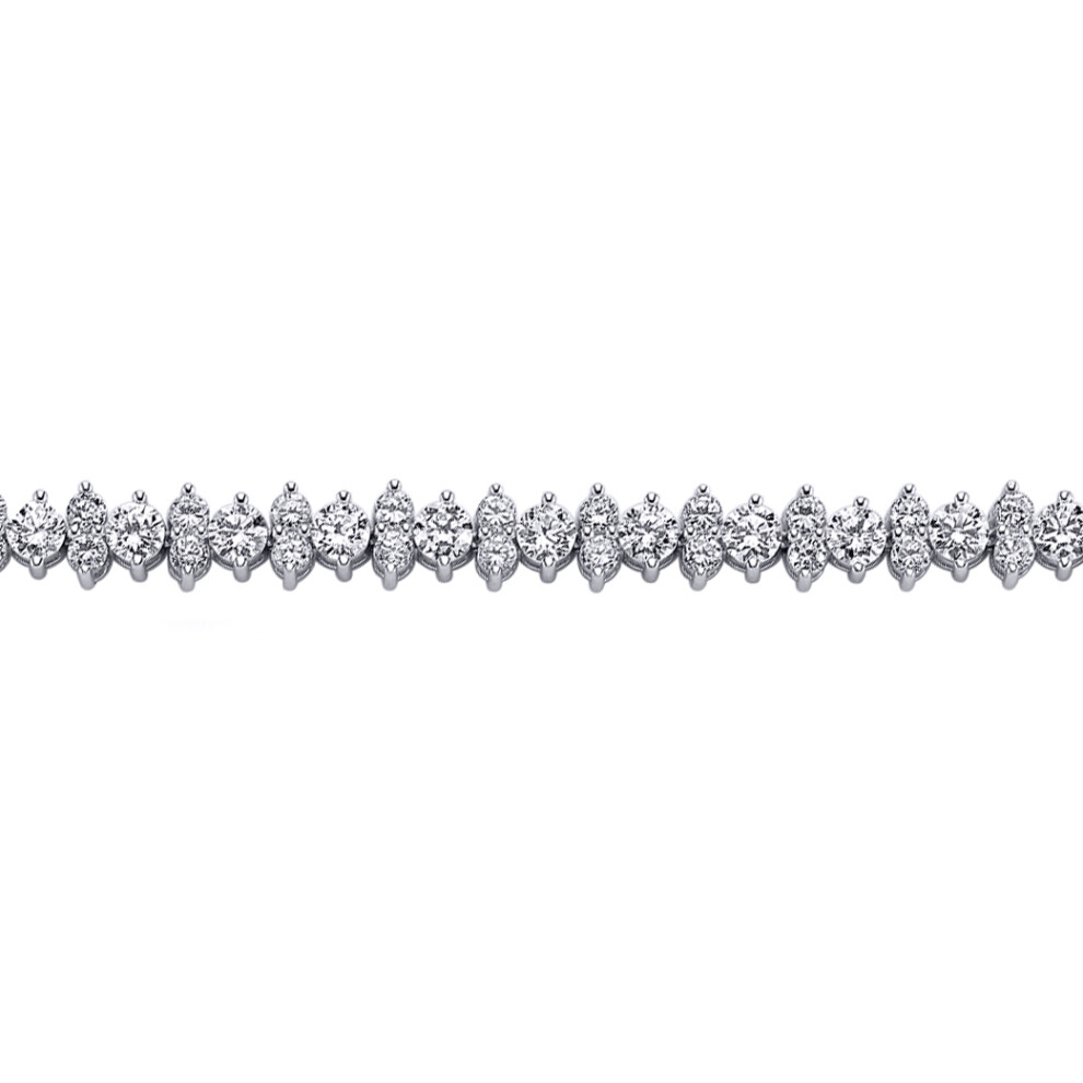 Jewelco London Ladies Sterling Silver Cubic Zirconia Eternity Tennis Bracelet 8mm 7 inch - GVB004