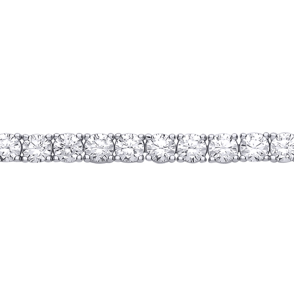 Jewelco London Ladies Rhodium Plated Sterling Silver CZ 4 Claw Eternity Line Tennis Bracelet 3mm 5.5 inch - GVB094-5.5