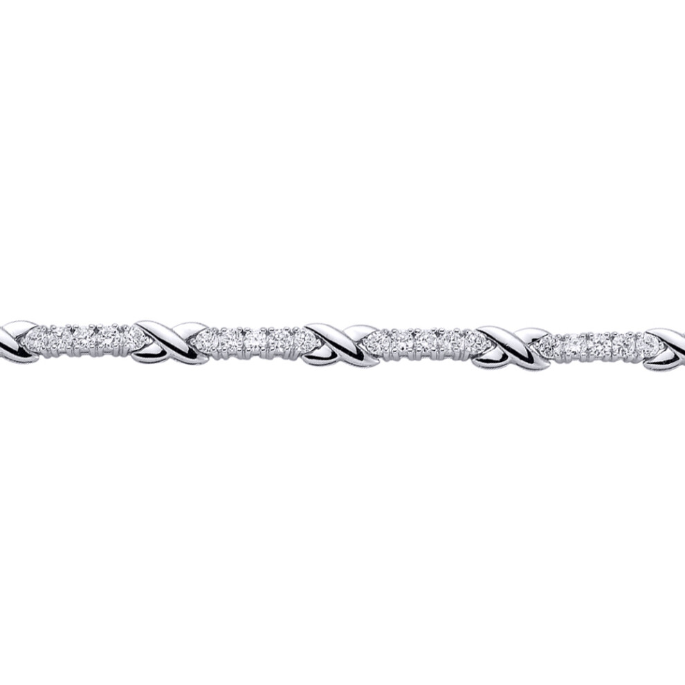 Jewelco London Ladies Sterling Silver Cubic Zirconia Infinity Kisses Tennis Bracelet 5mm 7.5 inch - GVB088