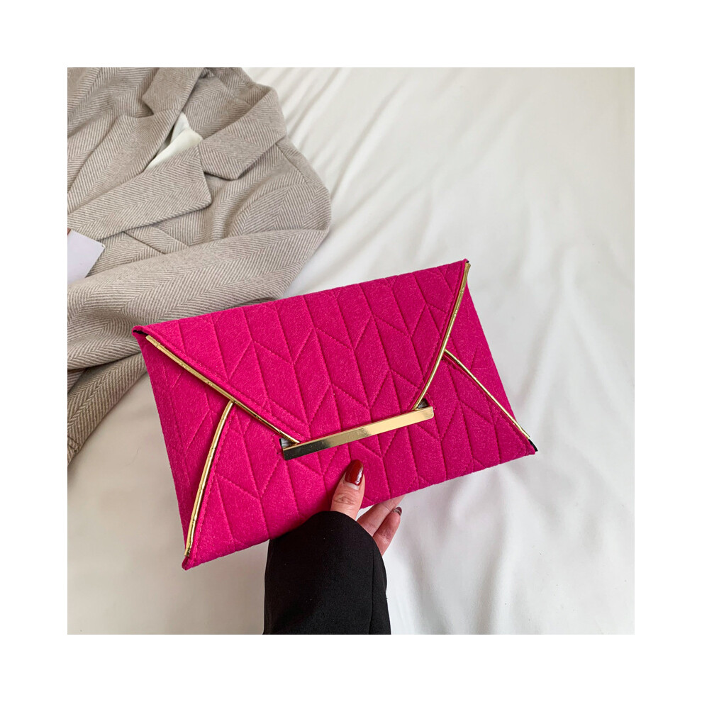 (Fuchsia) Envelope Contemporary Clutch Bag For Women With Unique Design And Functional Interior Pockets