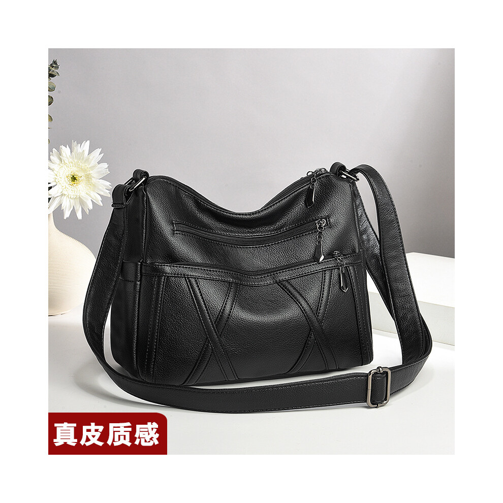 (Black) Beautifully Crafted Soft Leather Medium Sized Crossbody Bag For Women With Trendy Design For Everyday Use