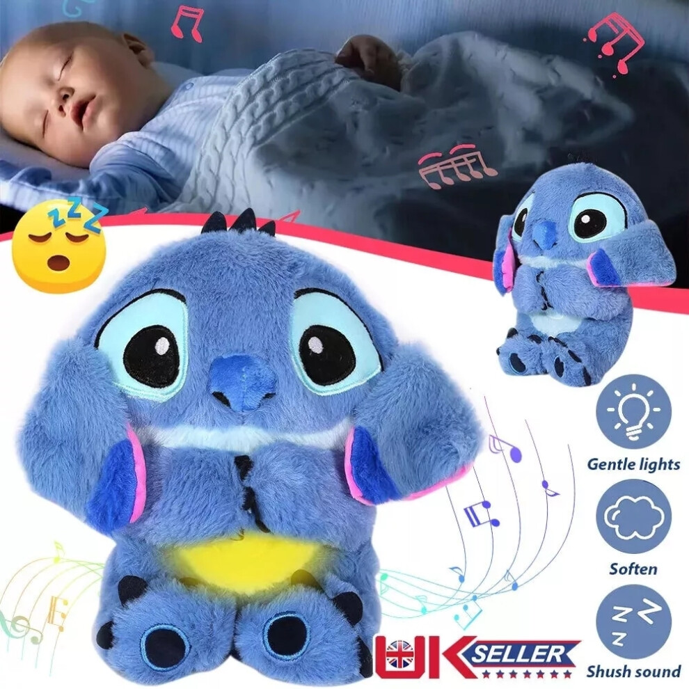 Blue Stitch Breathing Musical Soothing Doll Sleep Toys Anxiety Relief Plush Toy