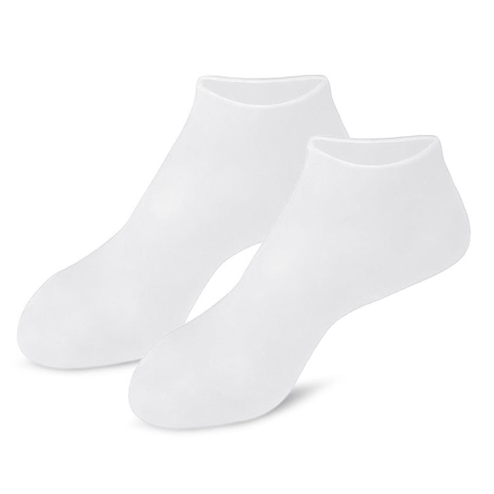 (White) Moisturizing Foot Mask Silicone Socks - Anti-Slip Exfoliating Pink