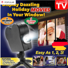 Christmas & Halloween Window Projector Light with Santa – 12 Slides (6 Christmas, 6 Halloween), LED, Screen & Tripod Included