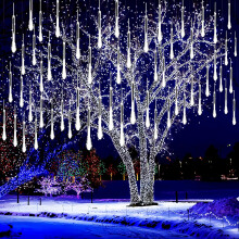 Kwaiffeo Outdoor Christmas Lights Meteor Shower Lights Snow Falling Lights 12 inch 10 Tube Outside Christmas Lights for Xmas Tree Halloween Decoration