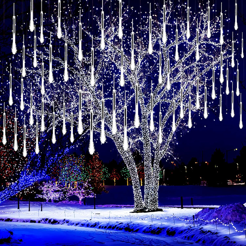 Kwaiffeo Outdoor Christmas Lights Meteor Shower Lights Snow Falling Lights 12 inch 10 Tube Outside Christmas Lights for Xmas Tree Halloween Decoration