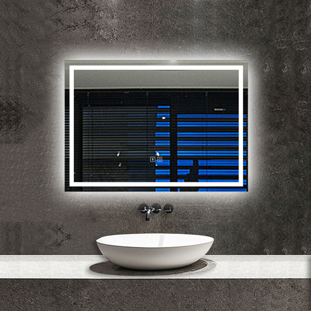 (1000x600mm) Bluetooth Mirror with LED Lights, Shaver Socket