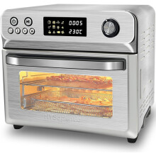 with rotisserie, large XXL digital knob, 1800W 10-in-1 air fryer countertop convection mini oven with electric and rotisserie, double glass door