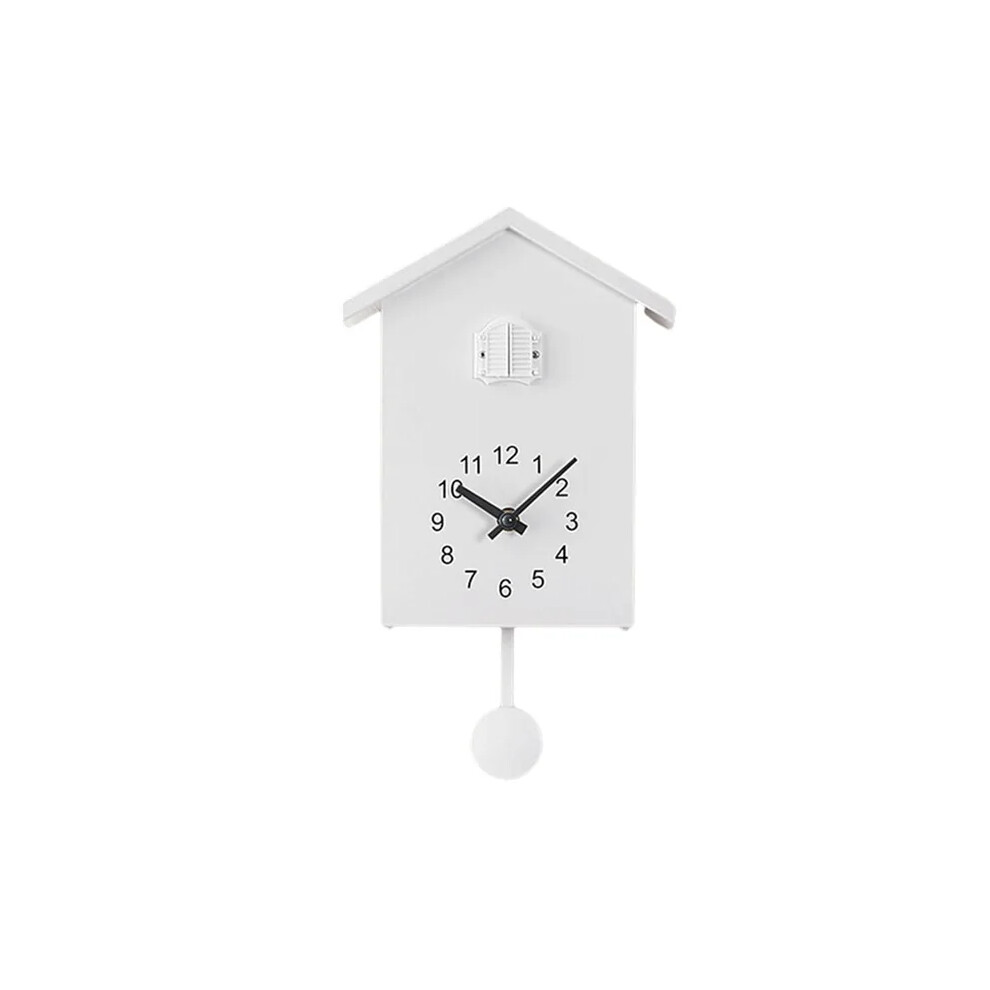 (White) Cuckoo Clock Chimer Cuckoo Sound With Pendulum Voices Call Bird House Wall Art Home Living Room Office Decoration