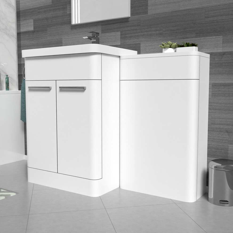 Nes Home White 600mm Freestanding Cabinet ,Ceramic Basin & WC Unit