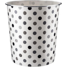 (Black Dot (Pack Of 2)) MantraRaj Pack of 2 Plastic Waste Paper Basket Bin Round Open-Top Trash Can 7.7 Litre Rubbish Bin