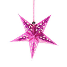 (Hot Pink, 30cm) 12 /18/24 Inch Paper Star Lampshade 3d Paper Star Pentagram Lampshade For Christmas Xmas Wedding Party Hanging Decor
