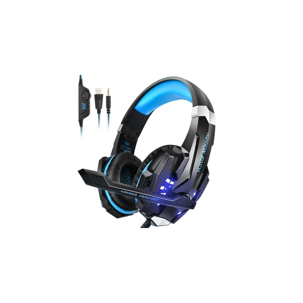 Gaming Headset Over-Ear Gaming Headphones with Mic LED Light Noise Cancelling & Volume Control for Laptop Mac Nintendo Switch New Xbox One PS4