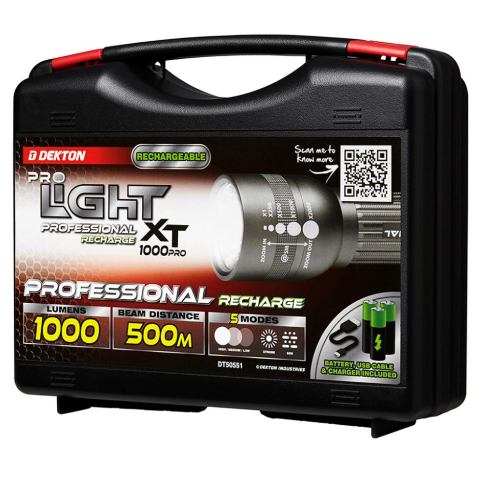 PRO LIGHT XP1000 PROFESSIONAL RECHARGEABLE TORCH - 1000 LUMEN