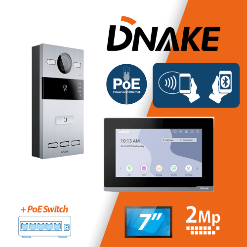 (Surface Mount, 1) Intercom System kit- Dnake 2MP HD Video Doorbell