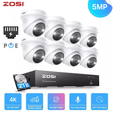 ZOSI 5MP POE CCTV Camera Security System Outdoor 4K NVR 2TB ColorVu