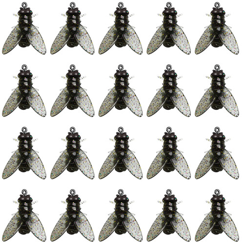 (Black, S) Bionic Fly Fishing Bait 20PCS - 8mm Black Realistic Lures Kit